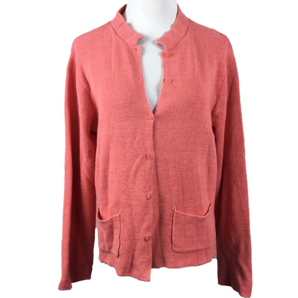 Eileen Fisher L Woman's Cardigan Sweater 100 Linen